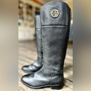 Tory Burch Black Leather Knee High Riding Boots, 9.5
